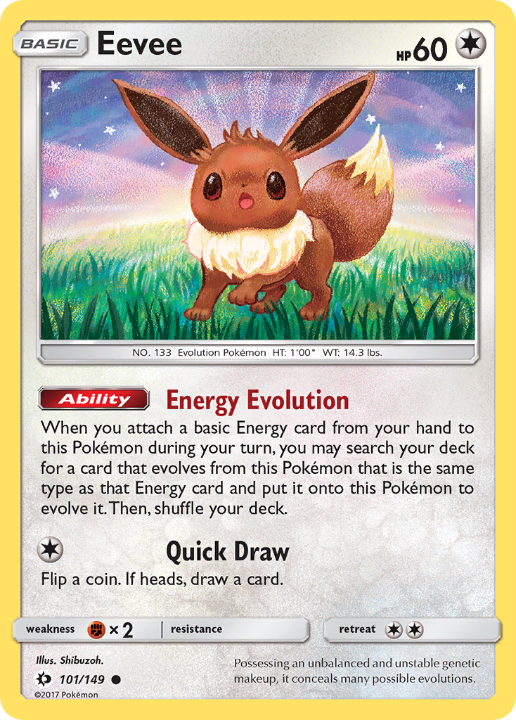 Eevee 101/149 Sun & Moon - Common Non-Holo Pokemon Card
