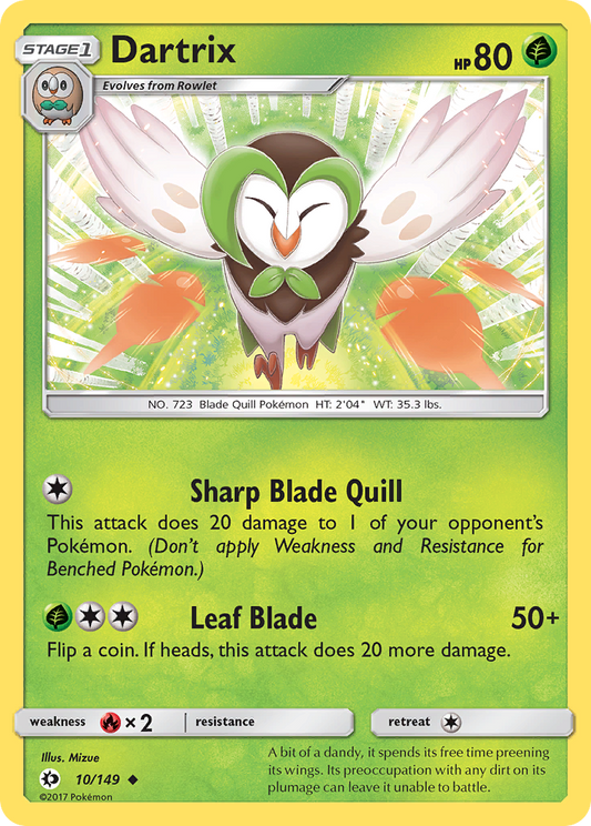Dartrix 10/149 Sun & Moon - Uncommon Non-Holo Pokemon Card