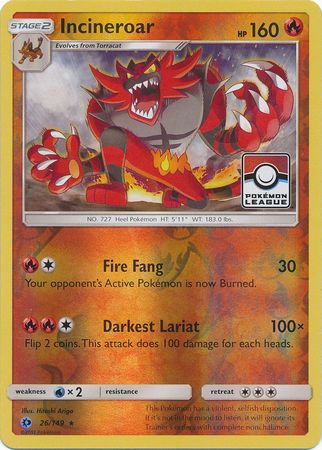 Incineroar 26/149 Sun & Moon - Promo Reverse Holo Pokemon Card