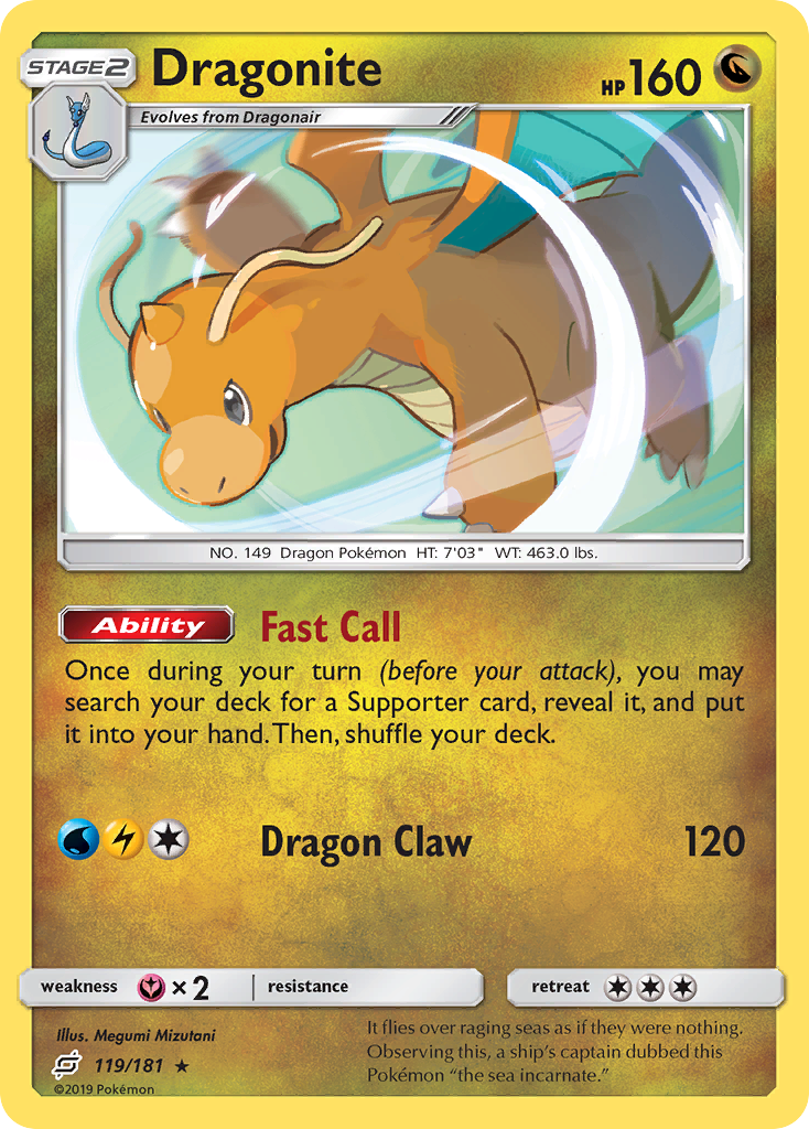Dragonite 119/181 Team Up - Rare Holo Holo Pokemon Card