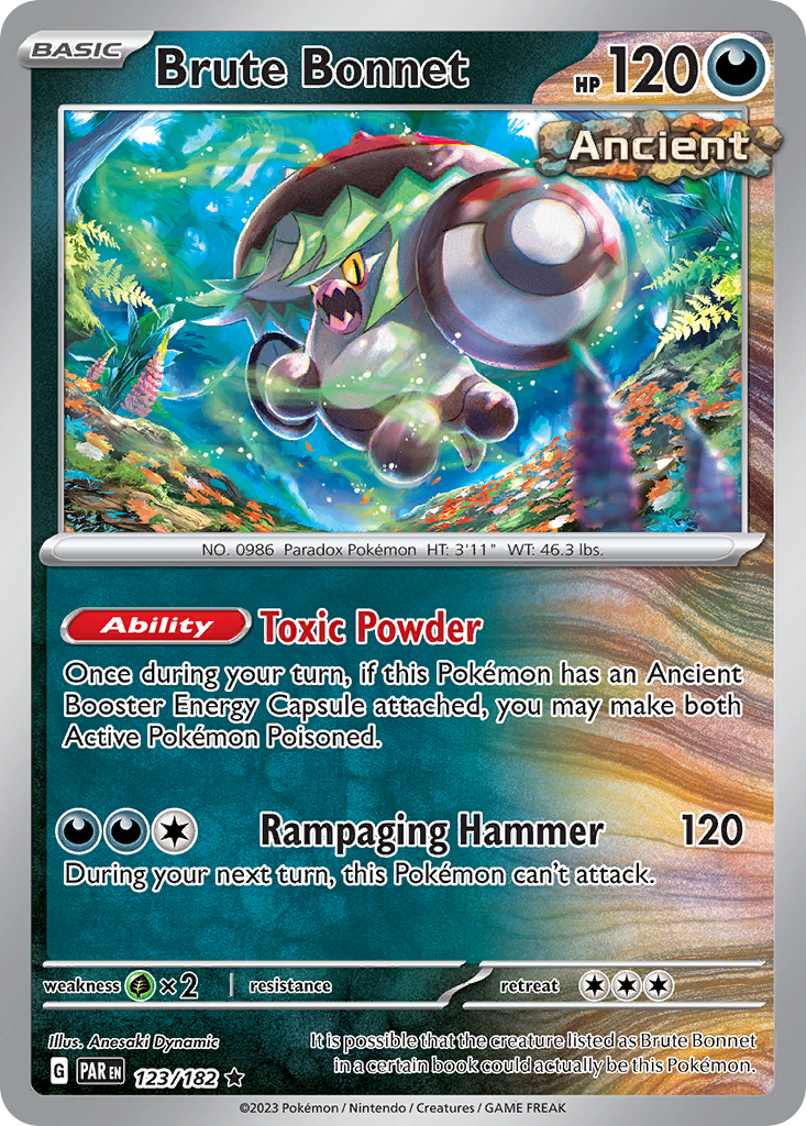 Brute Bonnet 123/182 Paradox Rift - Rare Holo Pokemon Card