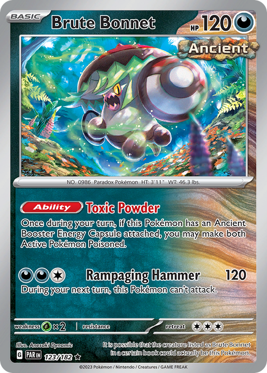 Brute Bonnet 123/182 Paradox Rift - Rare Holo Pokemon Card