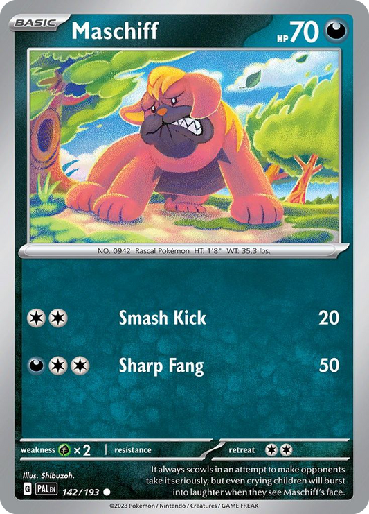 Maschiff 142/193 Paldea Evolved - Common Non-Holo Pokemon Card
