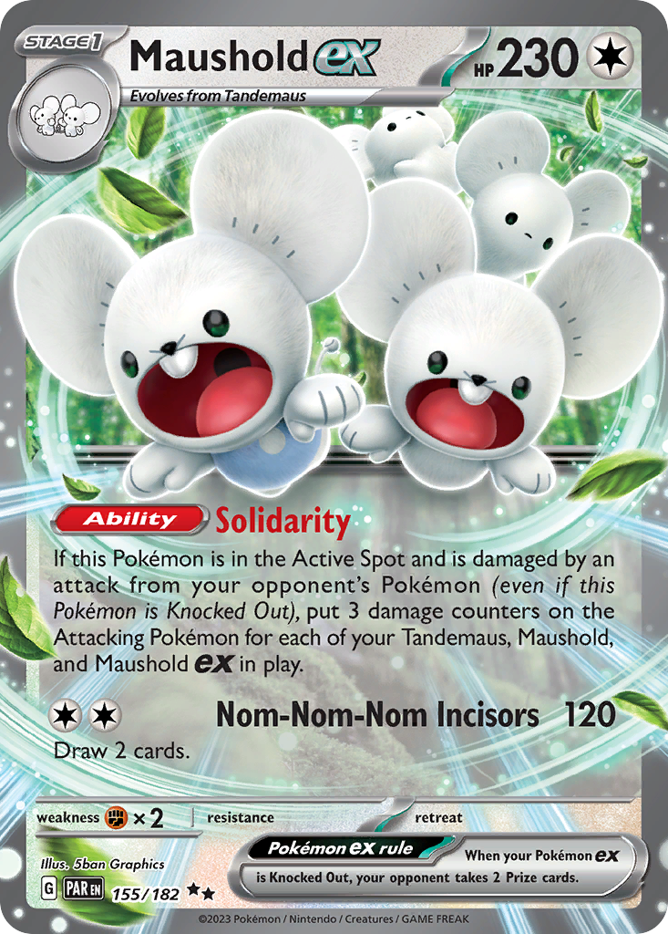 Maushold ex 155/182 Paradox Rift - Double Rare Holo Pokemon Card