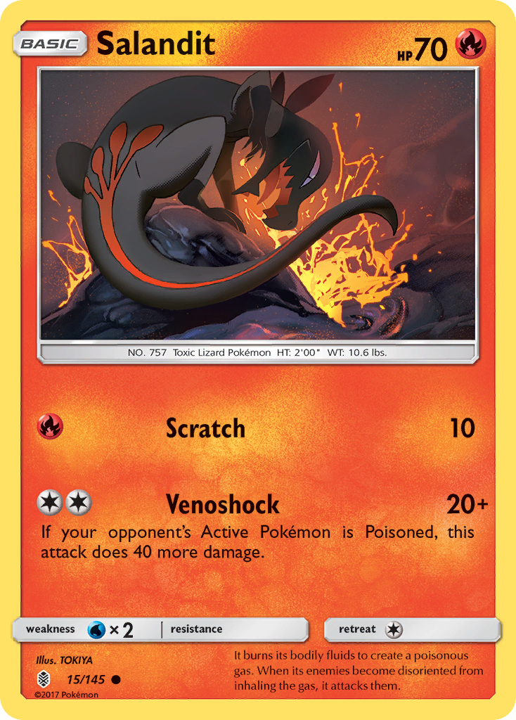 Salandit 15/145 Guardians Rising - Common Non-Holo Pokemon Card