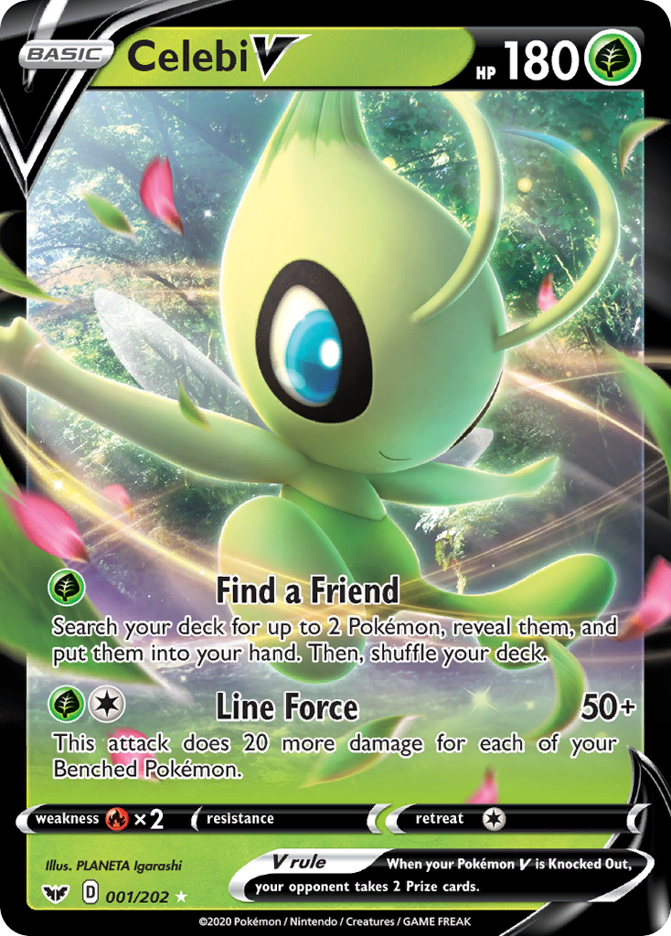 Celebi V 001/202 Sword & Shield - V Holo Pokemon Card
