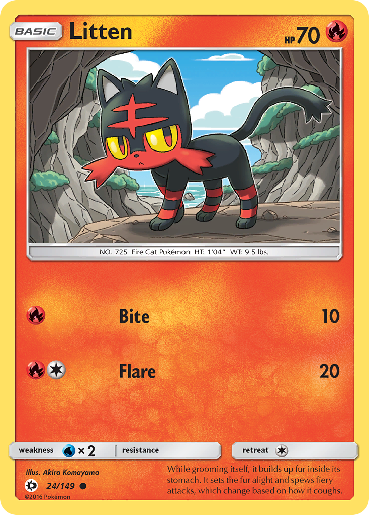 Litten 24/149 Sun & Moon - Common Non-Holo Pokemon Card