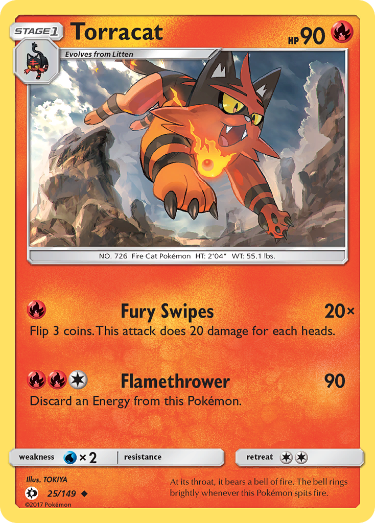 Torracat 25/149 Sun & Moon - Uncommon Non-Holo Pokemon Card
