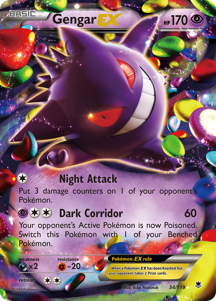 Gengar EX 34/119 Phantom Forces - Rare Holo EX Holo Pokemon Card