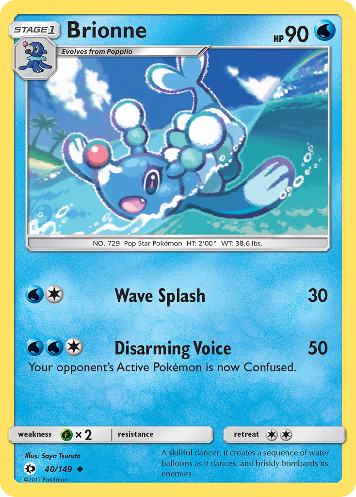 Brionne 40/149 Sun & Moon - Uncommon Non-Holo Pokemon Card