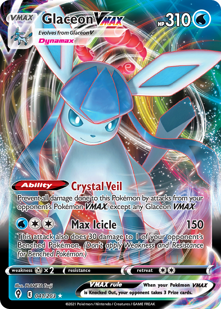 Glaceon VMAX 041/203 Evolving Skies - Rare Holo VMAX Holo Pokemon Card