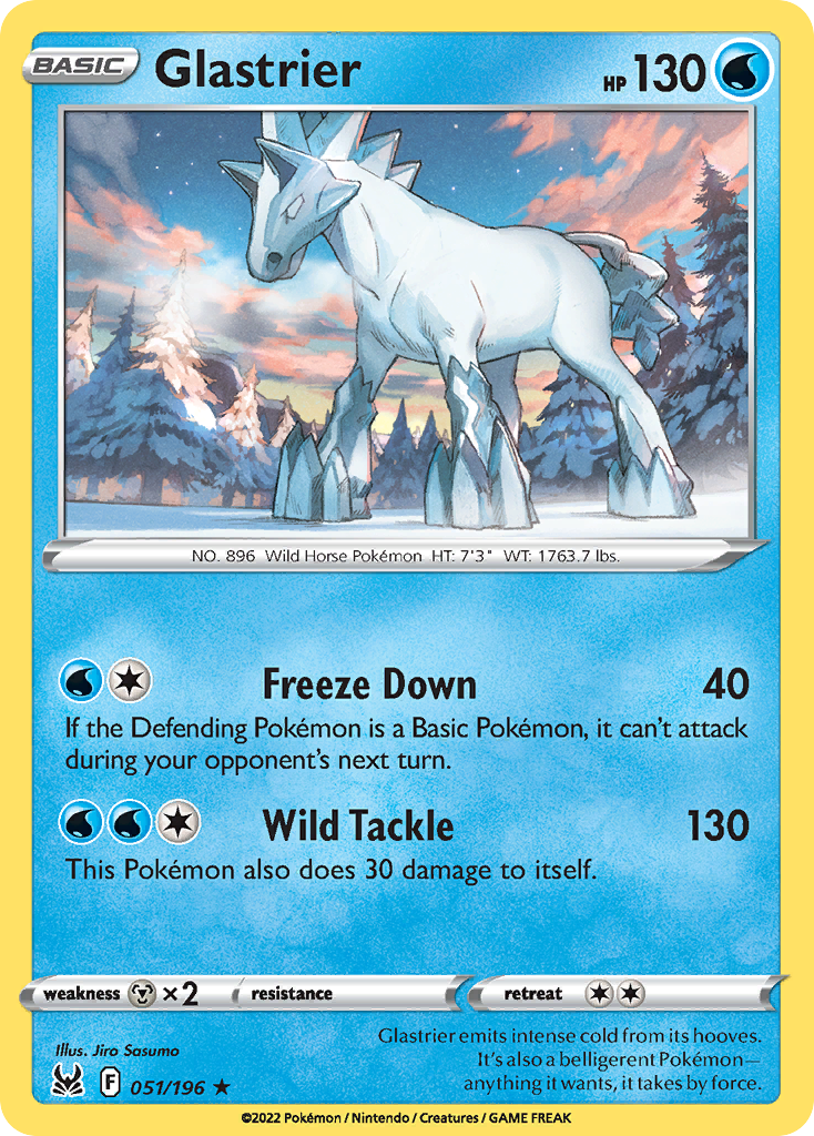 Glastrier 051/196 Lost Origin - Rare Holo Holo Pokemon Card