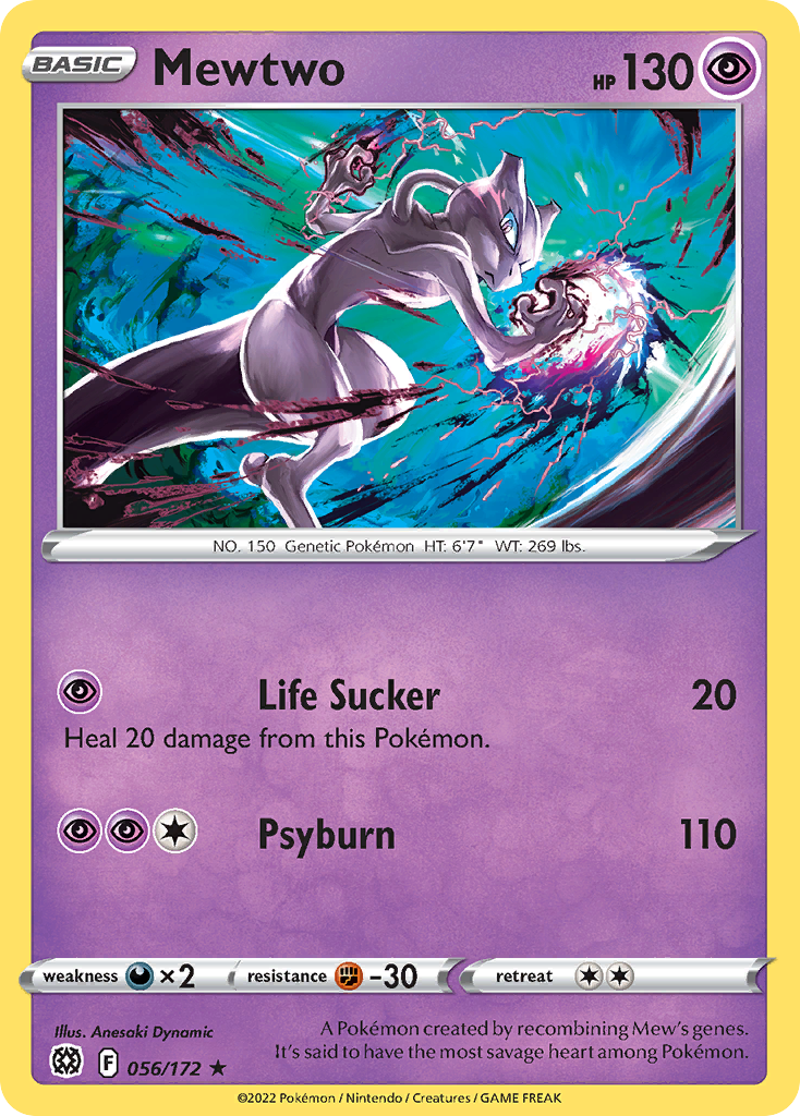 Mewtwo 056/172 Brilliant Stars - Rare Non-Holo Pokemon Card