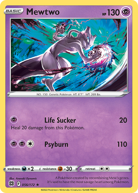 Mewtwo 056/172 Brilliant Stars - Rare Non-Holo Pokemon Card