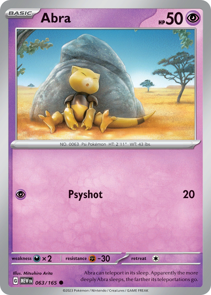 Abra 063/165 151 - Common Non-Holo Pokemon Card