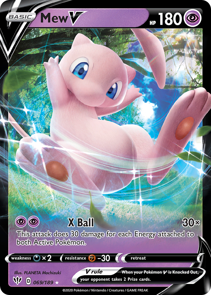 Mew V 069/189 Darkness Ablaze - Rare Holo Holo Pokemon Card