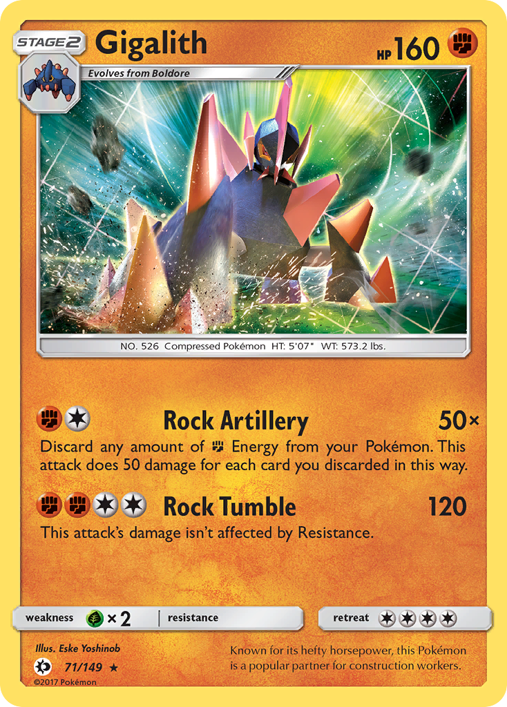 Gigalith 71/149 Sun & Moon - Rare Holo Holo Pokemon Card