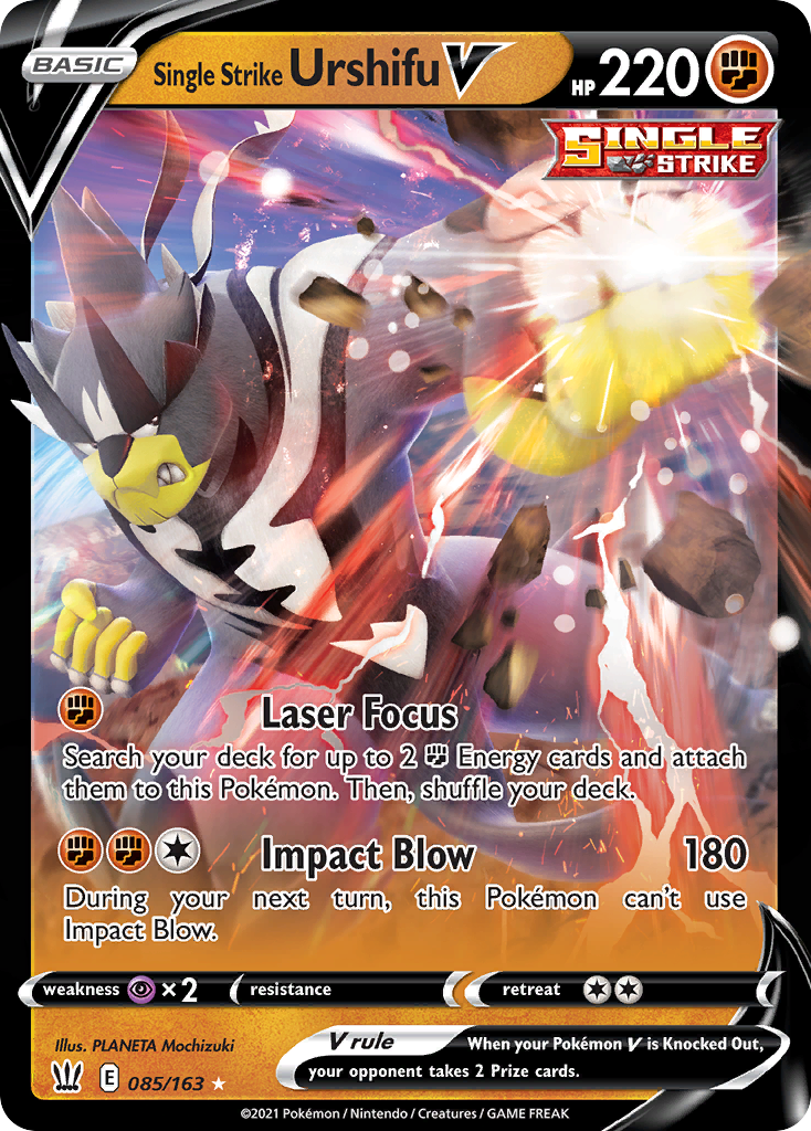 Single Strike Urshifu V 085/163 Battle Styles - Rare Holo V Holo Pokemon Card