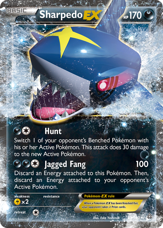 Sharpedo EX 91/160 Primal Clash - Rare Holo EX Holo Pokemon Card