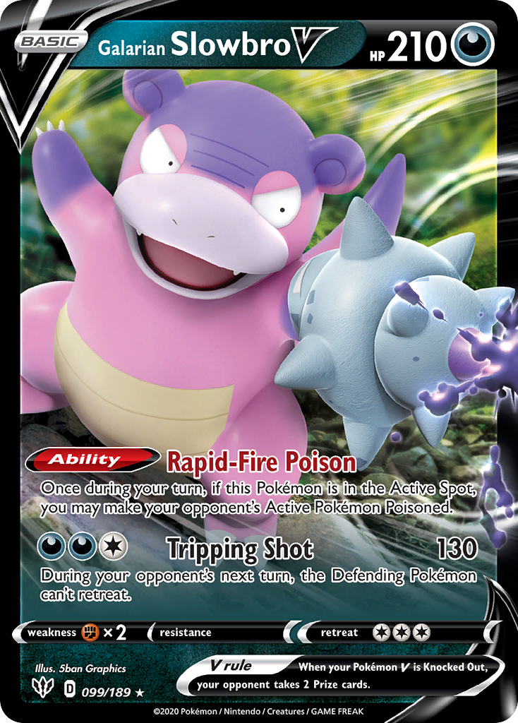 Galarian Slowbro V 099/189 Darkness Ablaze - Rare Holo Holo Pokemon Card