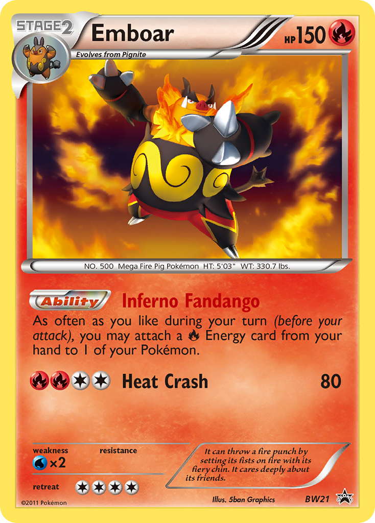 Emboar BW21 BW Black Star Promos - Promo Holo Pokemon Card