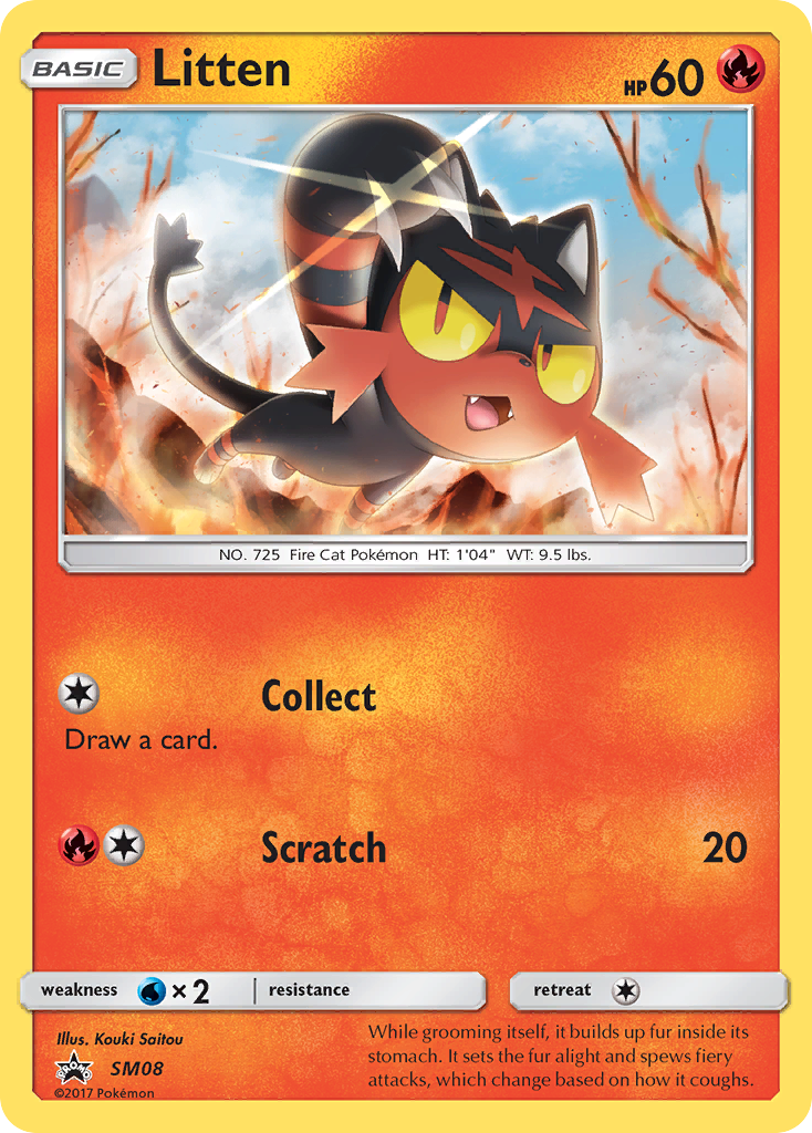 Litten SM08 SM Black Star Promos - Promo Holo Pokemon Card