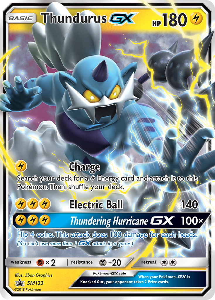 Thundurus GX SM133 SM Black Star Promos - Promo Holo Pokemon Card