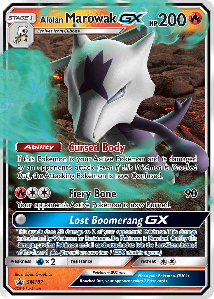 Alolan Marowak GX SM187 SM Black Star Promos - Promo Holo Pokemon Card