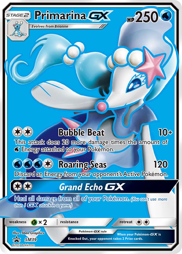 Primarina GX SM39 SM Black Star Promos - Promo Holo Pokemon Card