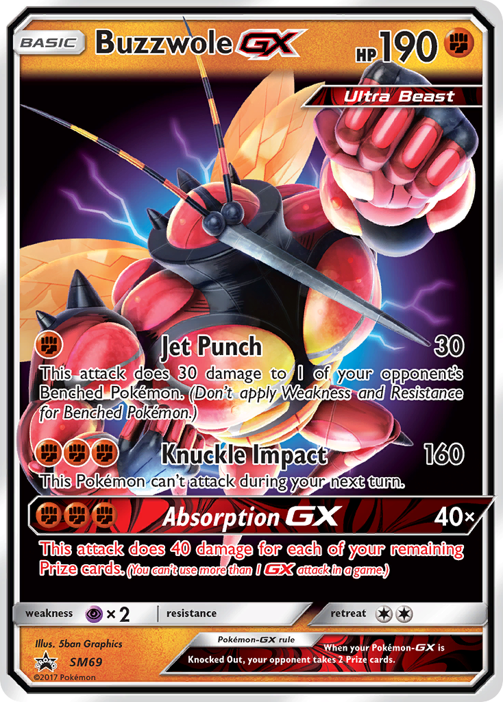 Buzzwole GX SM69 SM Black Star Promos - Promo Holo Pokemon Card