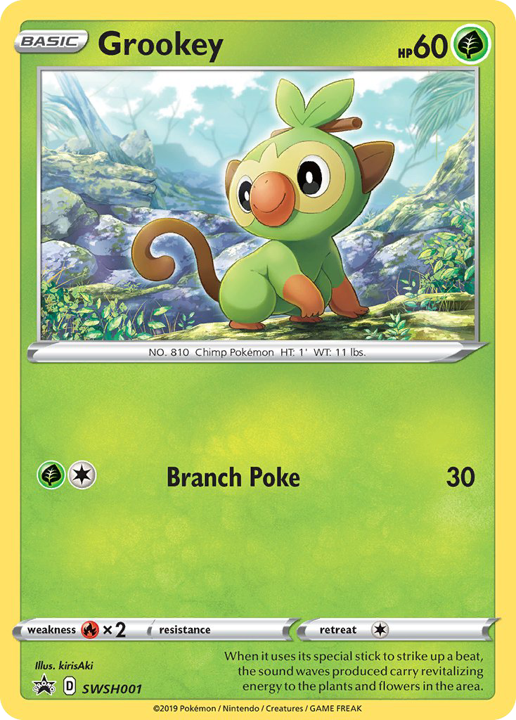 Grookey SWSH001 Sword & Shield Black Star Promos - Promo Holo Pokemon Card
