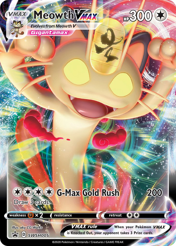 Meowth VMAX SWSH005 Sword & Shield Black Star Promos - Promo Holo Pokemon Card