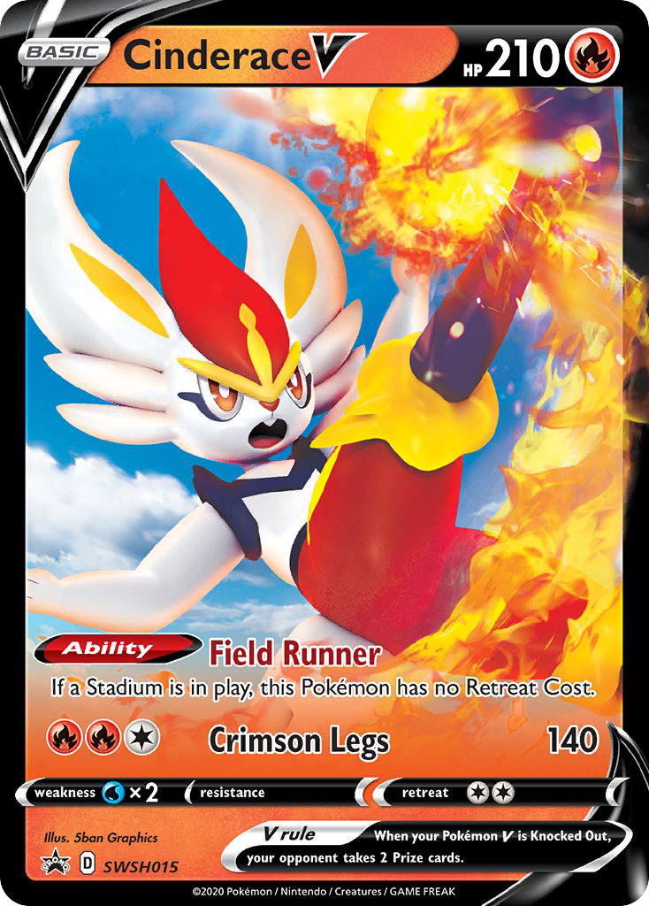 Cinderace V SWSH015 Sword & Shield Black Star Promos - Promo Holo Pokemon Card