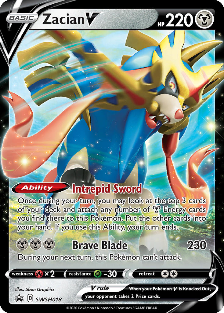 Zacian V SWSH018 Sword & Shield Black Star Promos - Promo Holo Pokemon Card