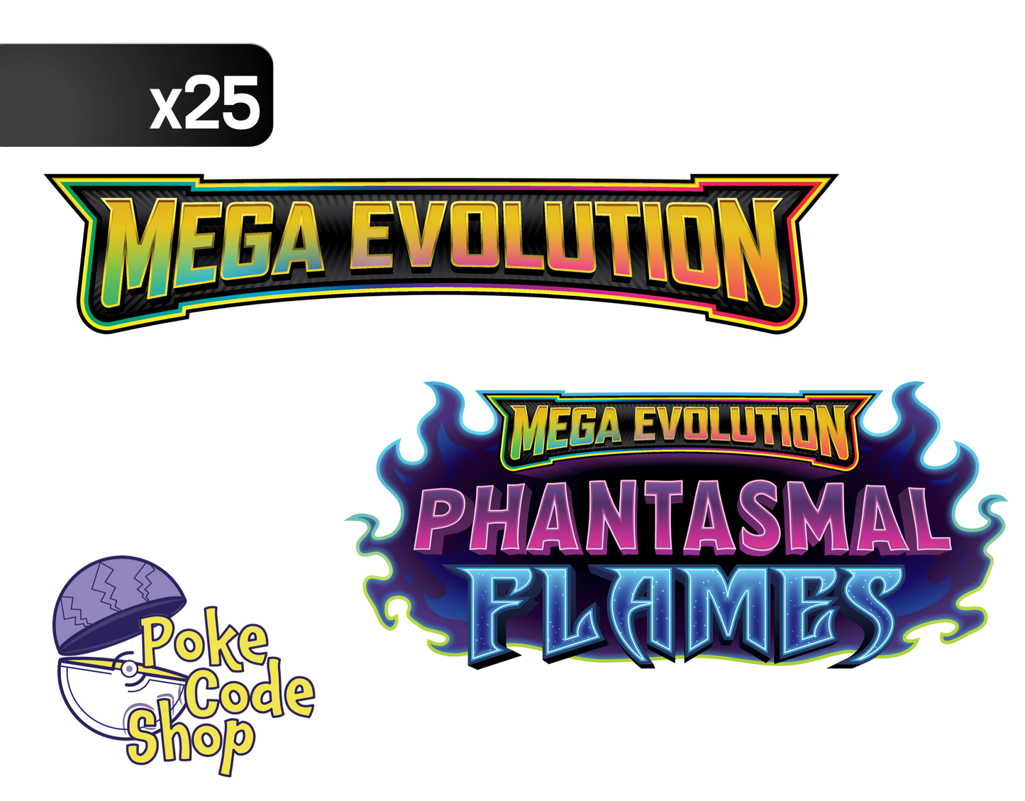 25x Booster Mix - Mega Evolution sets only - Pokemon Live Online Codes