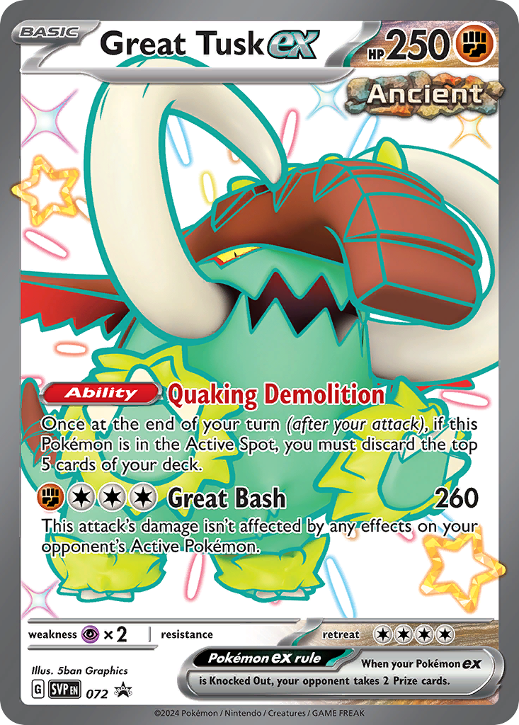 Great Tusk ex SVP072 Scarlet & Violet Black Star Promos - Promo Holo Pokemon Card