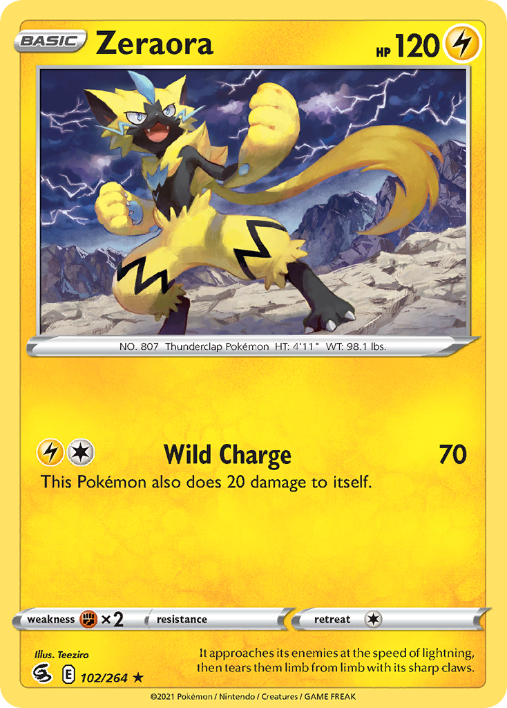 Zeraora 102/264 Fusion Strike - Rare Non-Holo Pokemon Card