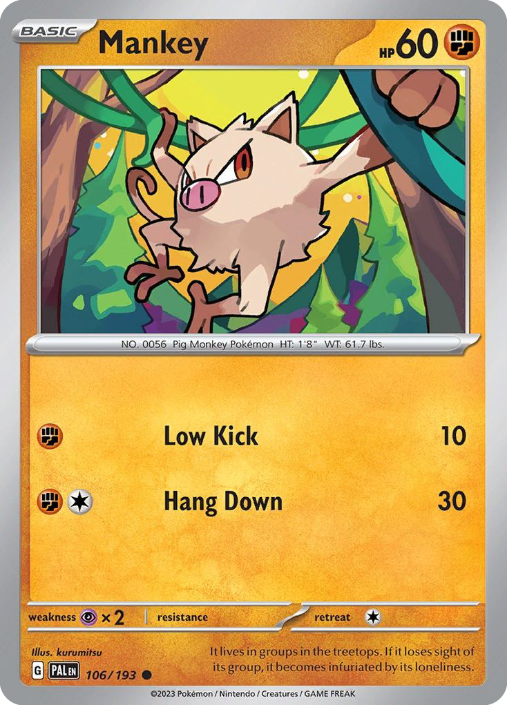 Mankey 106/193 Paldea Evolved - Common Non-Holo Pokemon Card