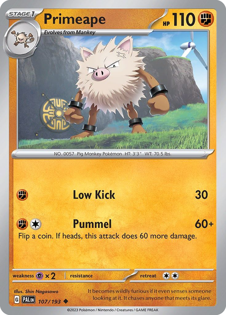 Primeape 107/193 Paldea Evolved - Uncommon Non-Holo Pokemon Card