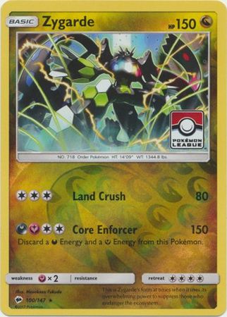 Zygarde 100/147 Burning Shadows - Promo Reverse Holo Pokemon Card