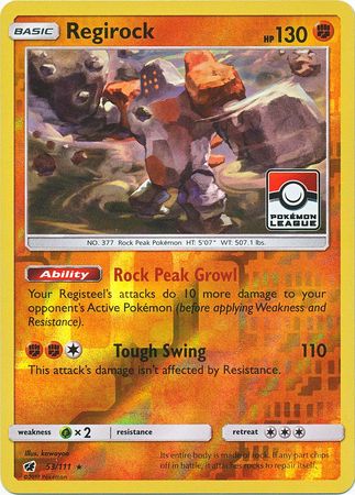 Regirock 53/111 Crimson Invasion - Promo Reverse Holo Pokemon Card