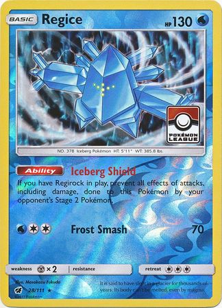 Regice 28/111 Crimson Invasion - Promo Reverse Holo Pokemon Card