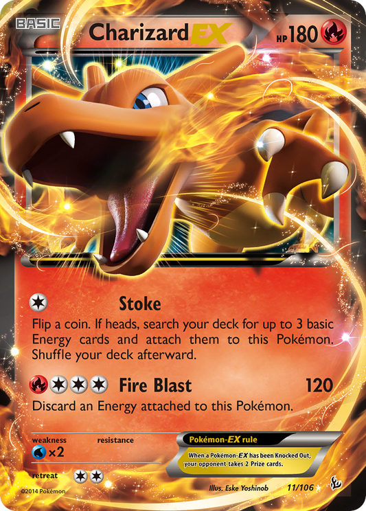 Charizard EX 11/106 Flashfire - Rare Holo EX Holo Pokemon Card