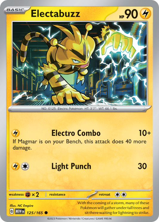 Electabuzz 125/165 151 - Common Non-Holo Pokemon Card