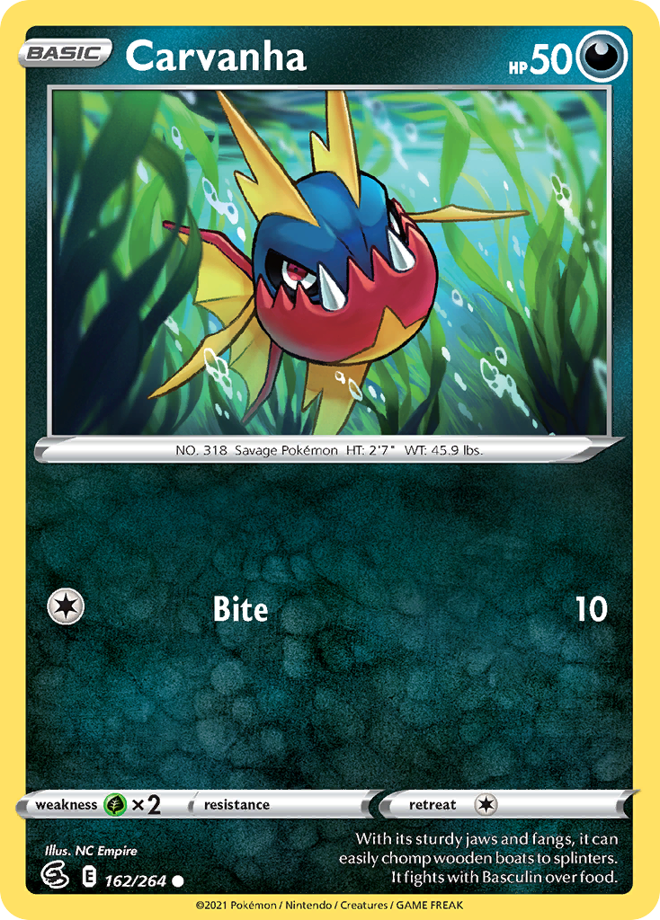 Carvanha 162/264 Fusion Strike - Common Non-Holo Pokemon Card