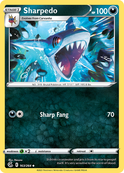 Sharpedo 163/264 Fusion Strike - Uncommon Non-Holo Pokemon Card