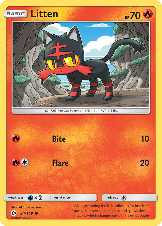 Litten 24/149 Sun & Moon - Common Non-Holo Pokemon Card