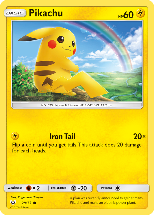 Pikachu 28/73 Shining Legends - Common Non-Holo Pokemon Card