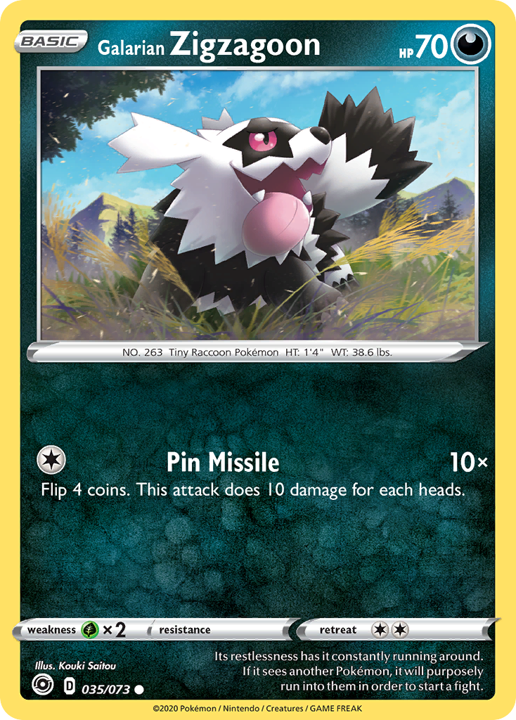 Galarian Zigzagoon  035/073 Champion's Path - Common Non-Holo Pokemon Card