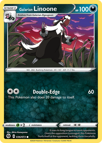 Galarian Linoone  036/073 Champion's Path - Common Non-Holo Pokemon Card